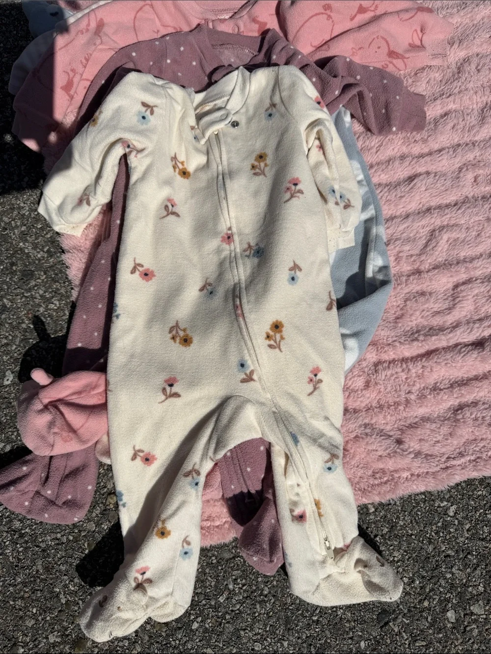 Carter's Pastel Footed Baby Rompers in Blue, Pink, Purple & Cream